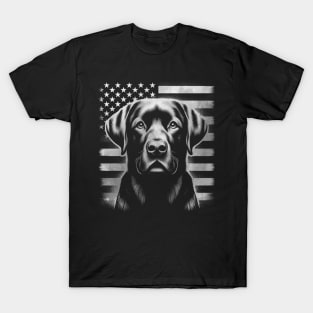 Patriotic USA Flag Black Labrador gift for Lab Owners T-Shirt